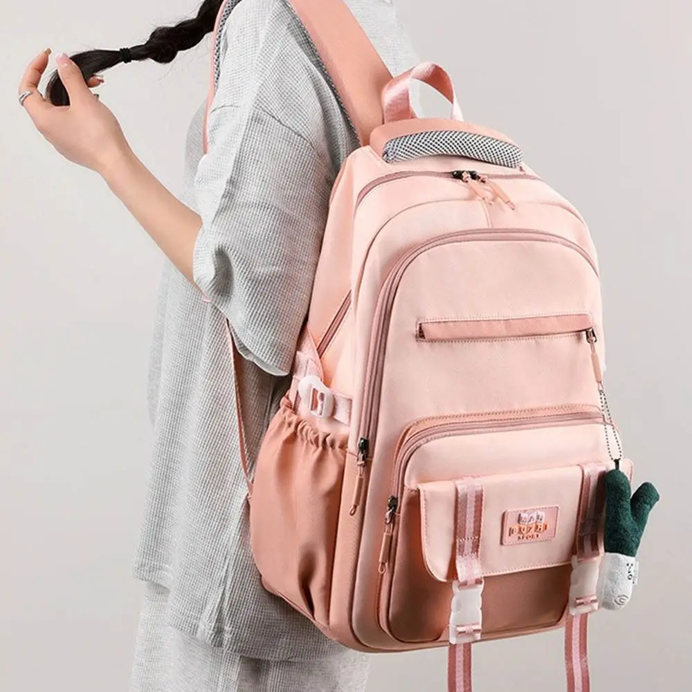 Fashion Nylon Large Student School Bag Waterproof Capacity Backpack Korean Style Leisure Schoolbag Women Men