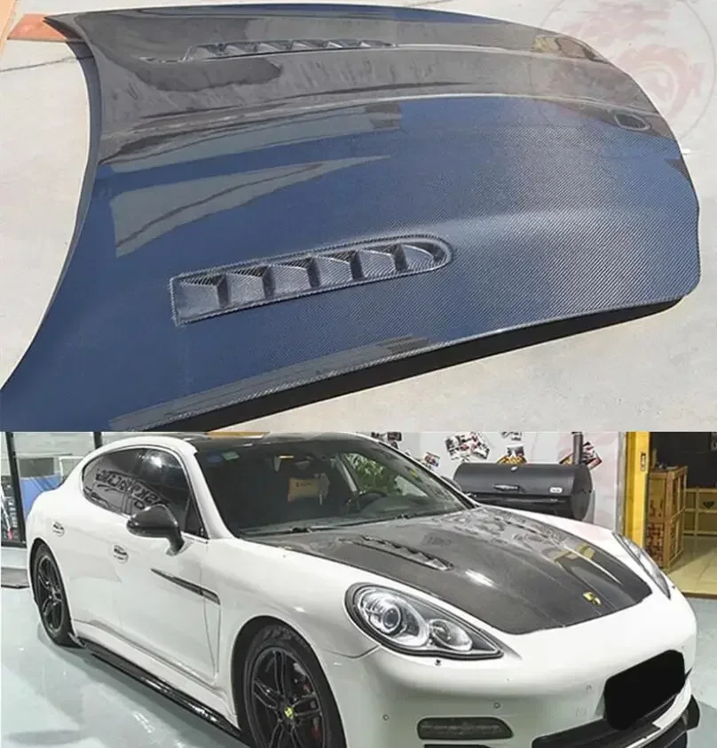 For Porsche Panamera 970 970.1 970.2 2010-2016 Real Carbon Fiber Front Bumper Engine Hood Bonnet Vent Cover Body Kit