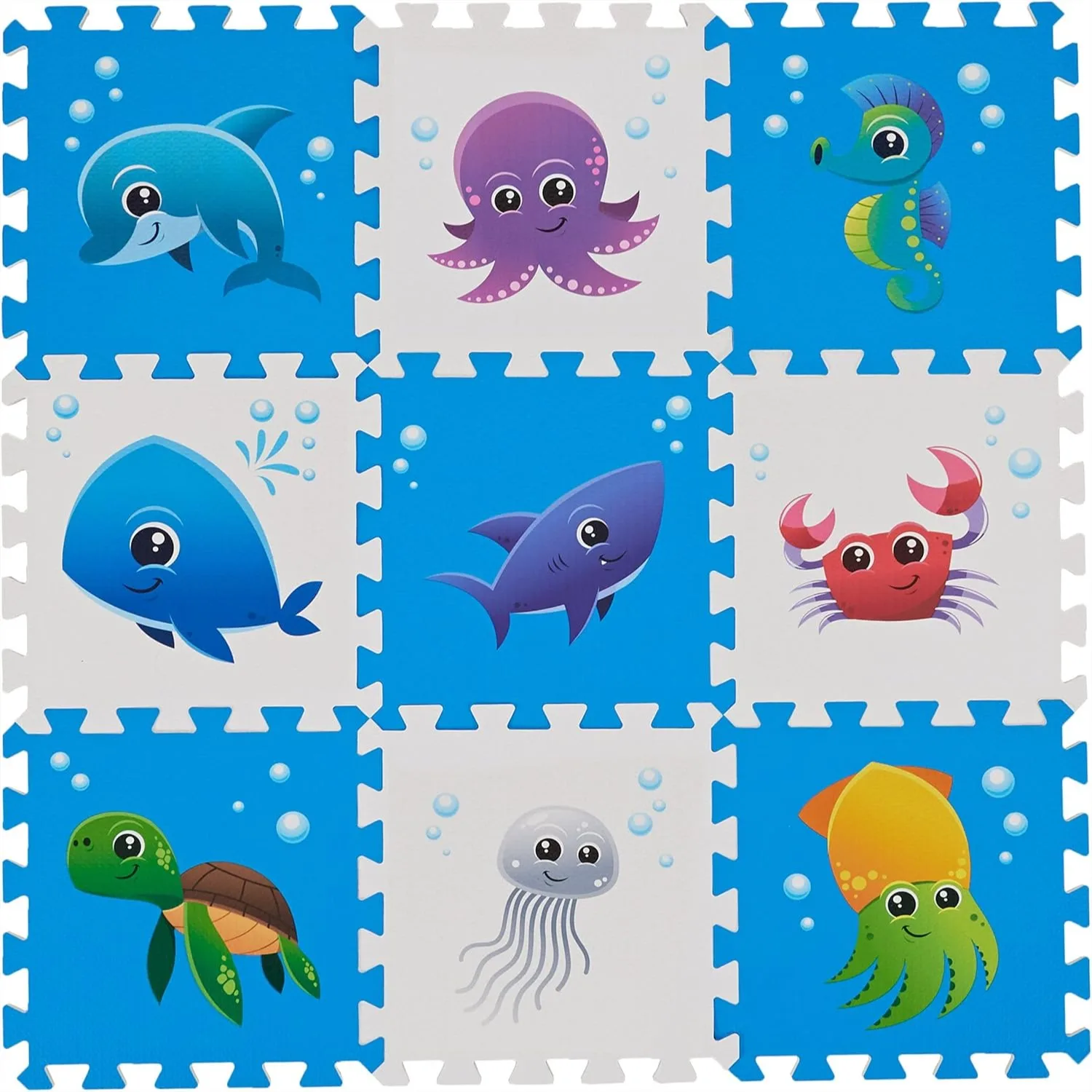 

Sea World Foam Play Mat 34x34 Inches 9-Piece Interlocking Floor Tiles for Baby