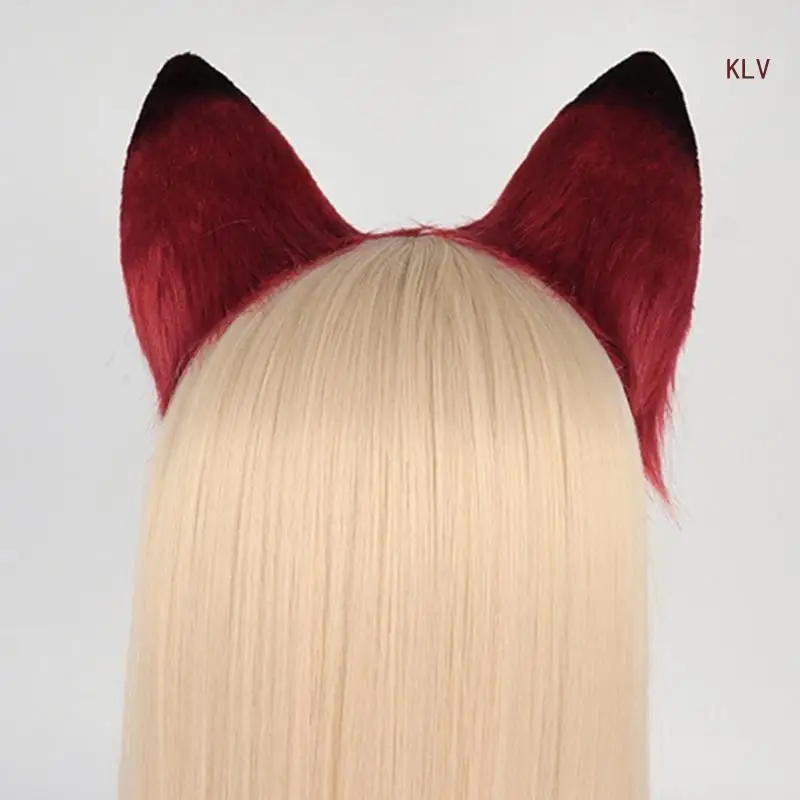 Foxes Ears and Tail Set Furry Foxes Ears Headband with Tail Halloween Cosplay Party Foxes Costume Accessories Kids Adult