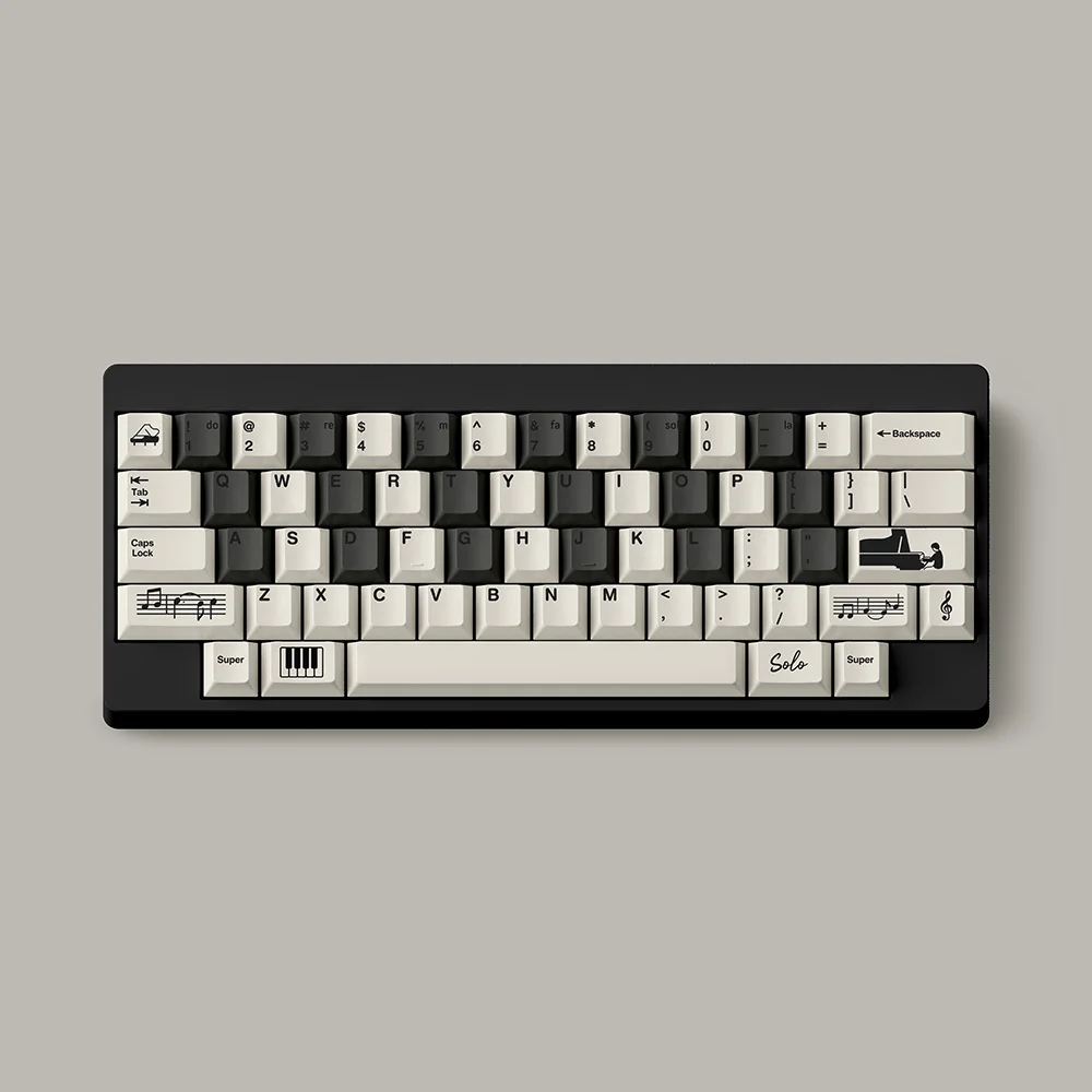 Колпачки для клавиш FBB Piano Solo, черно-белый стиль, PBT 1,7 мм, утолщенный индивидуальный аксессуар «сделай сам», механическая клавиатура Cherry, колпачок для клавиш