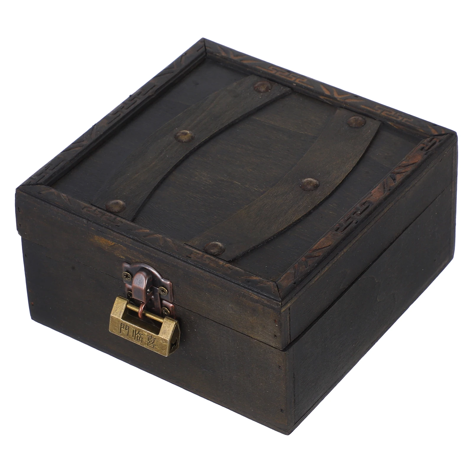 

Vintage Wooden Storage Box Retro Jewelry Organizer Decorative Treasure Chest Keepsake Container Desktop Holder