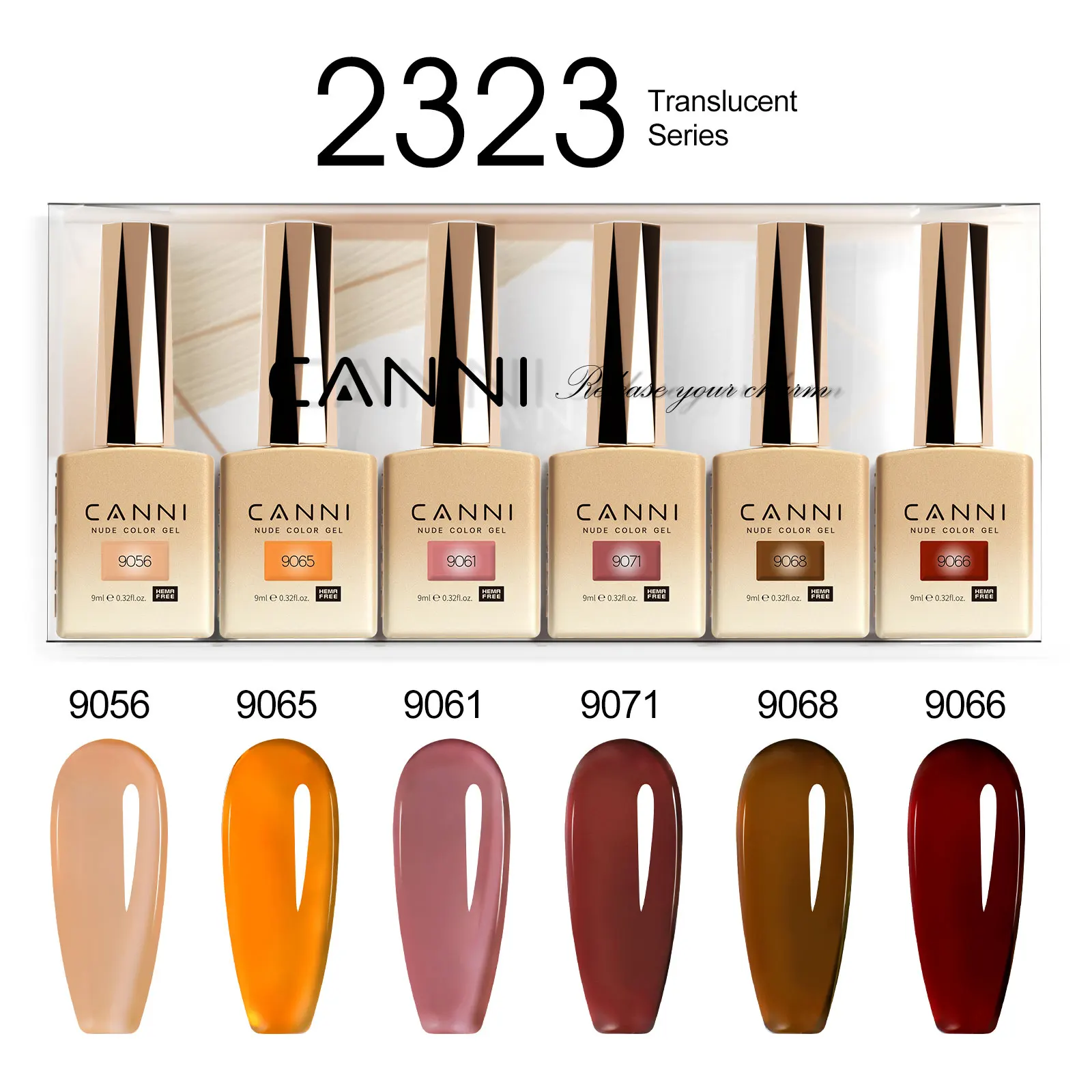 CANNI HEMA FREE Nail Gel Polish VIP Kit Jelly Amber Color Collection Semi Permanent French Nail Gorgeous Color 9ml*6pcs/set