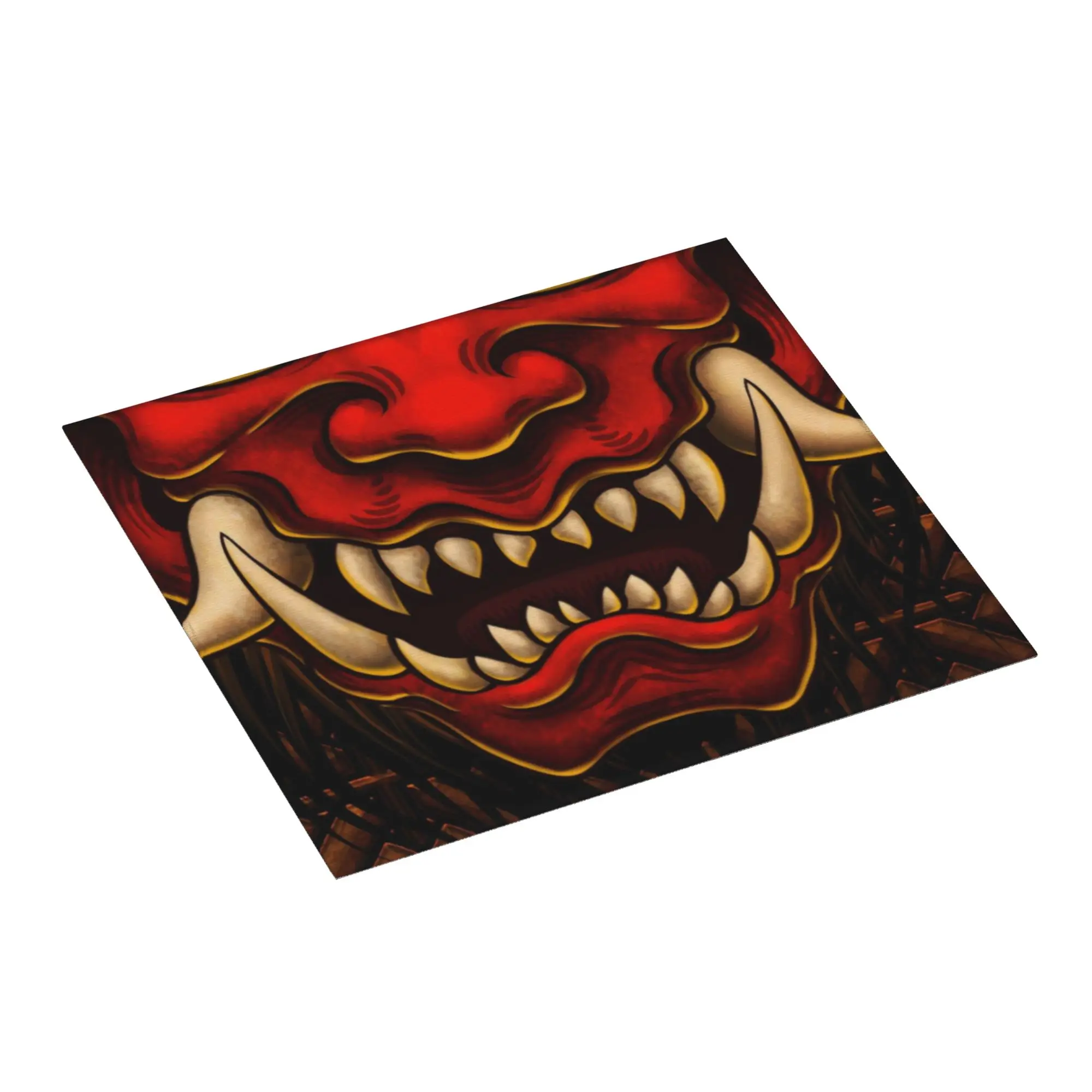 Drying Mat For Kitchen Japanese Oni Samurai Water Absorbent Reusable Demon Hannya Tattoo On Slip Kitchen Counter Protector Mat