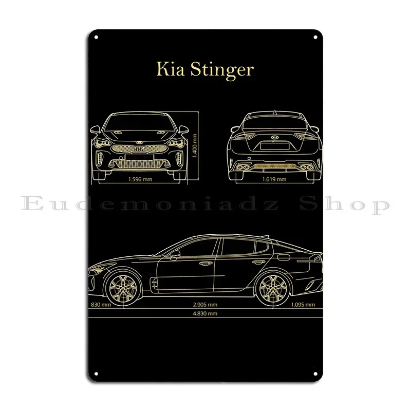 Kia Stinger 2019 Blueprint Metal Signs Rusty Party Wall Cave Designs Garage Tin Sign Poster