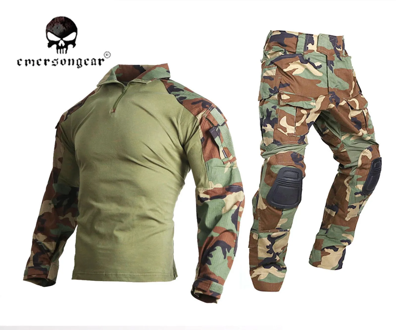Emersongear-Gen3 koszula i spodnie bojowe, garnitur Airsoft, mundur taktyczny bdu, na zewnątrz, polowanie, Woodland, EM9278 EM9351WL