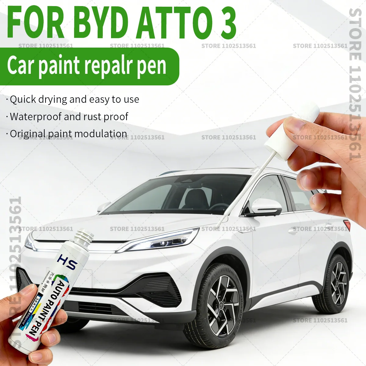 Ремонтный карандаш для краски автомобиля BYD ATTO 3: восстановление оригинального заводского покрытия Surf Blue, LAP White, Beige, Purple, C9 Gray, 082 Blue, STD