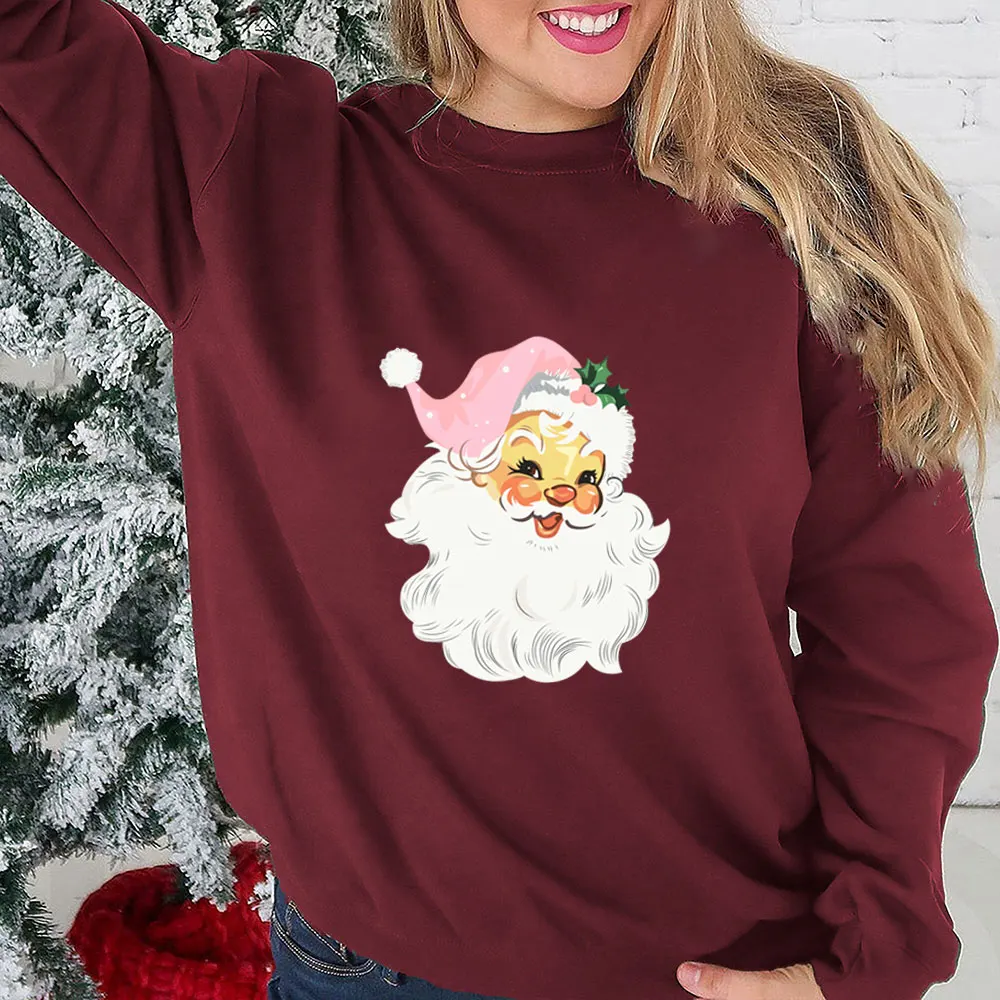 

New Arrival Christmas Sweatshirt Women 100%Cotton Autunm Winter Funny Casual Long Sleeve Top New Year Gift