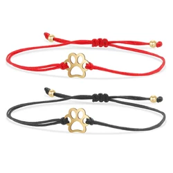 High-quality Gold-plated Stainless Steel Mirror Polish Dog's Paw Charm Handcrafed Bracelet Women 2022 New Fashion Red Jewelry