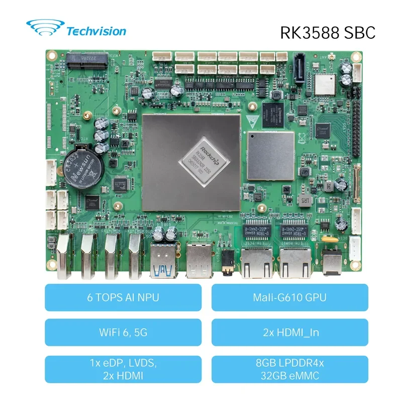 for Techvision 3356A RK3588 Industrial Single Board Octa Core 6T NPU Android 12 Debian 11 AI Motherboard Edge Computing