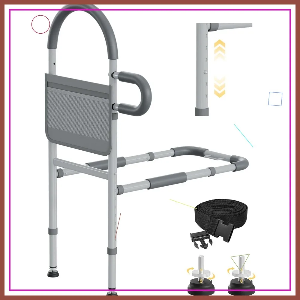 Adjustable Bed Safety Rails for Seniors with Non-Slip Handle, Storage Pocket, Fits Twin to King Beds