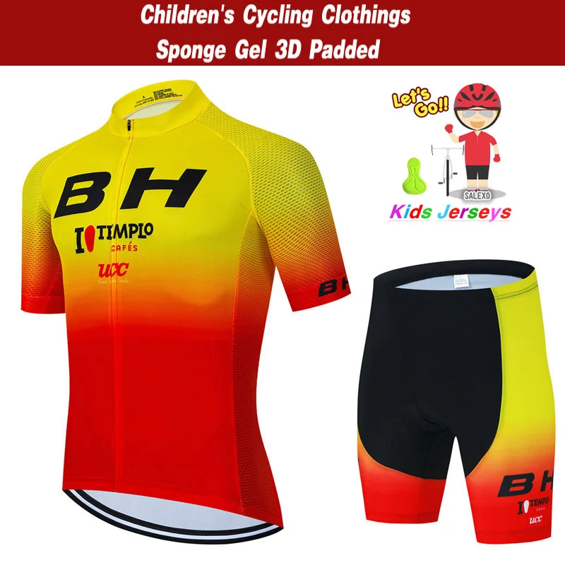 2024 Kids BH Cycling Clothing Summer Children Bicycle Wear Short Sleeve Jersey with Shorts Sets Boys Girls MTB Road Bike Suits