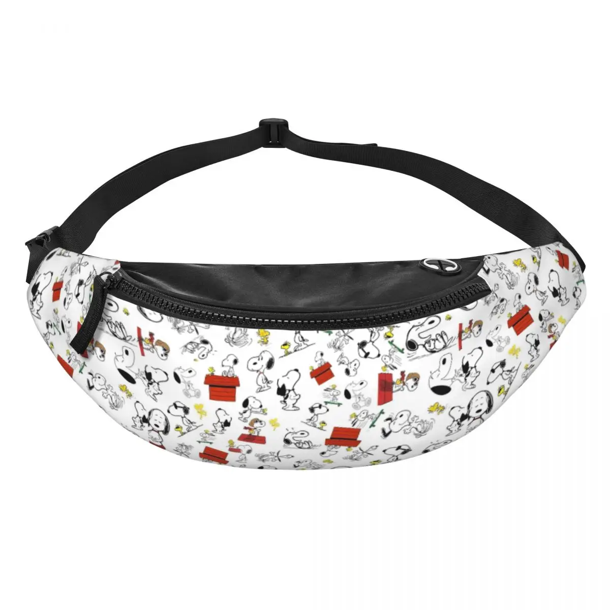 Custom Snoopys & Woodstock Fanny Pack Men Women Cartoon Crossbody Waist Bag for Hiking Phone Money Pouch