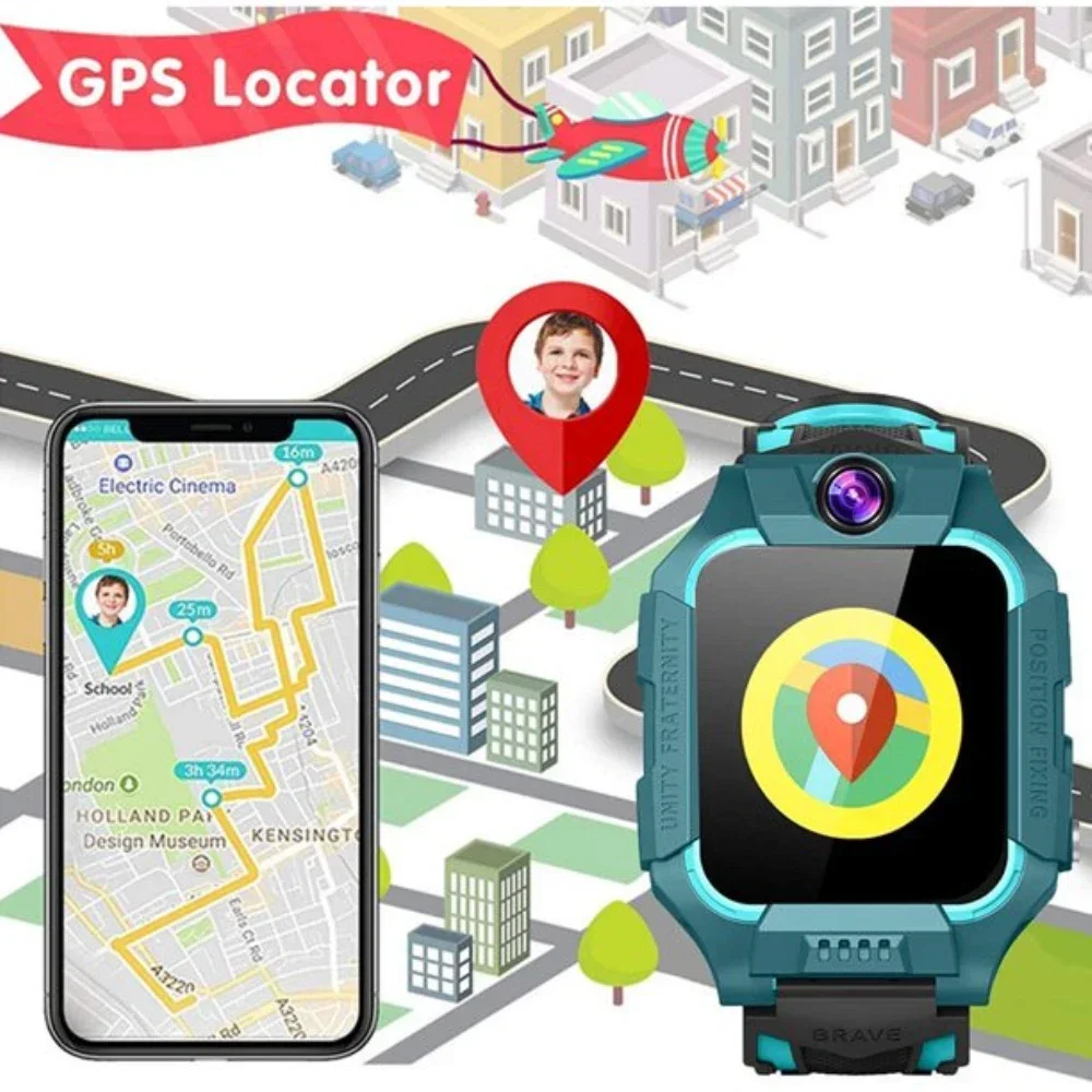 Kids GPS WIFI 2G Sim Card LBS Tracker SOS Camera Children Voice Smartwatch With Sim Card 2024 Q19 Kids Smart Watch