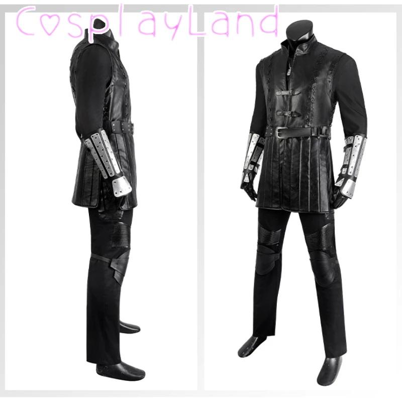 Movie Witcher Outfits Halloween Carnival Party Fancy Disguise Roleplay Outfit For Adult Male Black Leather Suit Custom Size