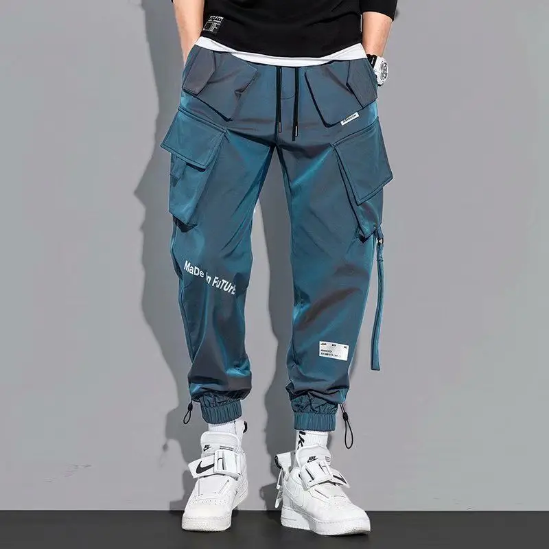 Men Laser Hip Hop Streetwear Joggers Pants Reflective Design Sexy Cargo Trouser High Street Harem Dance Night Club Party Patalon