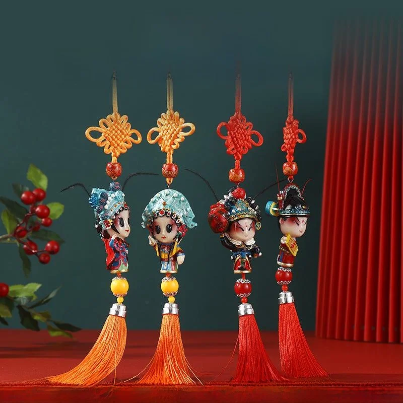 

Small Size Beijing Opera Mask Chinese Knot Decoration Handmade Ethnic Decor Gift for Business Opening Foreigner Specialty