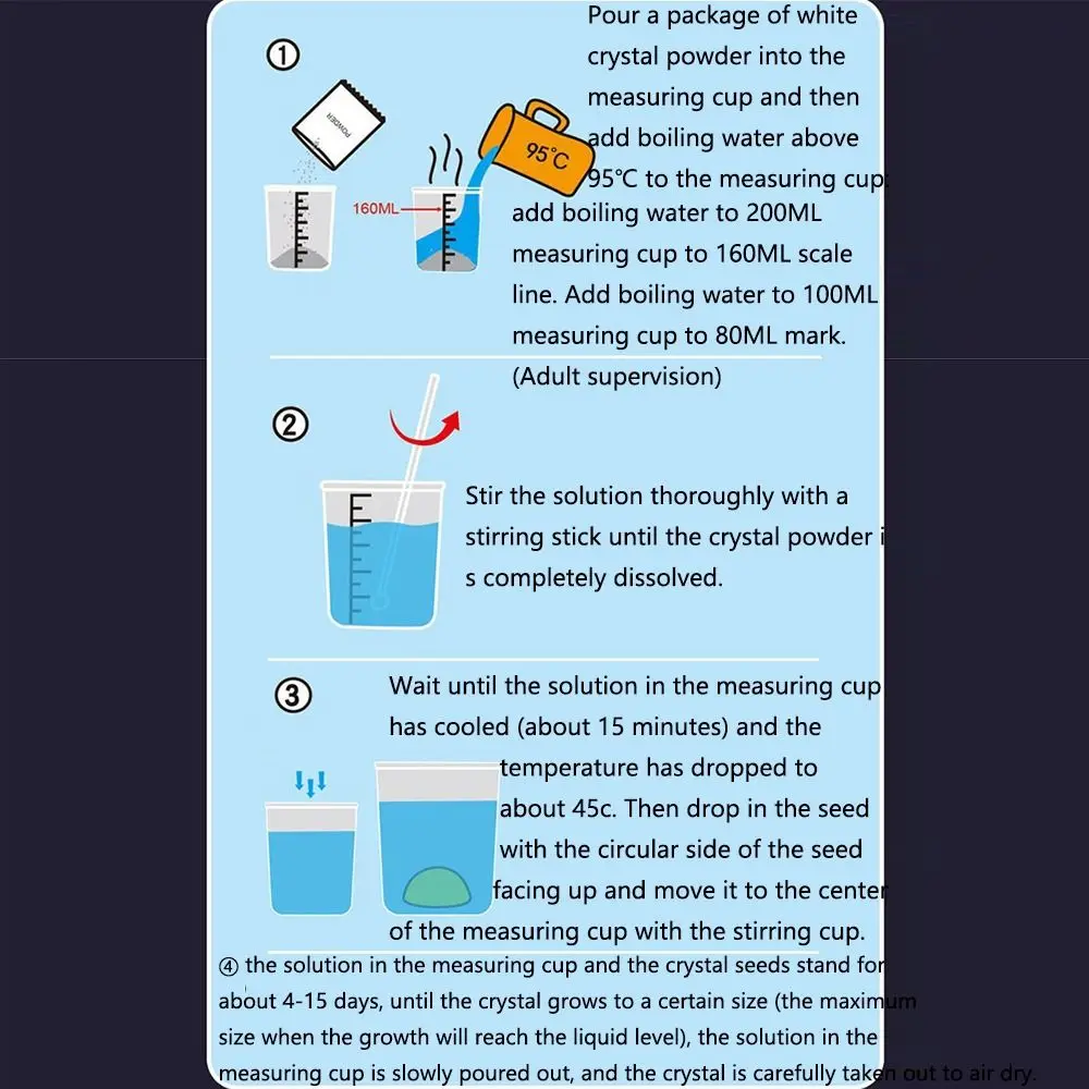 Display Cases Crystal Growing Kit Grow a Crystal Easy-to-Follow Manual DIY Educational Science Toys Vibrant Colored Crystals