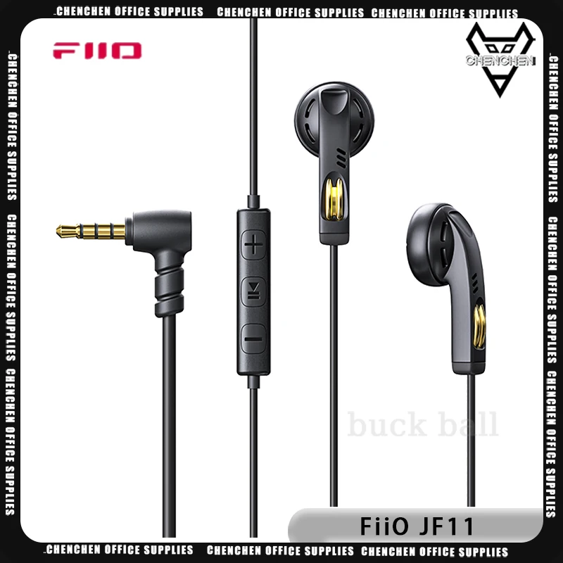 Fiio Jf11 Retro Earphones Flat Head U-Shaped Low Frequency Extension Custom Gaming Earbud 14.2mm Large Moving Coil With Mic Gift