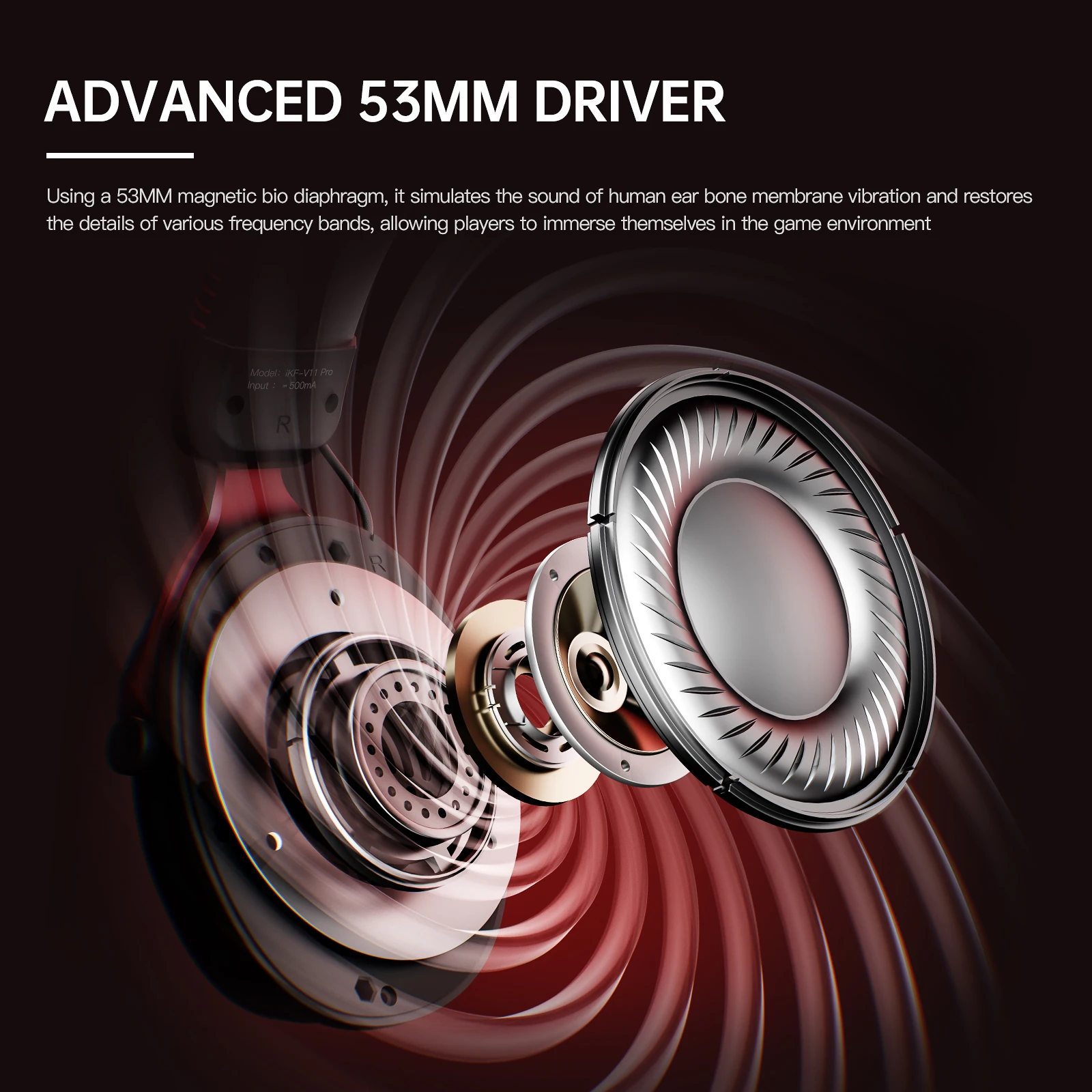 IKF V11 Pro 2.4G/Bluetooth casque sans fil casque de jeu 7.1 Surround 125H temps de lecture 12ms faible latence pour PC/FPS eSports