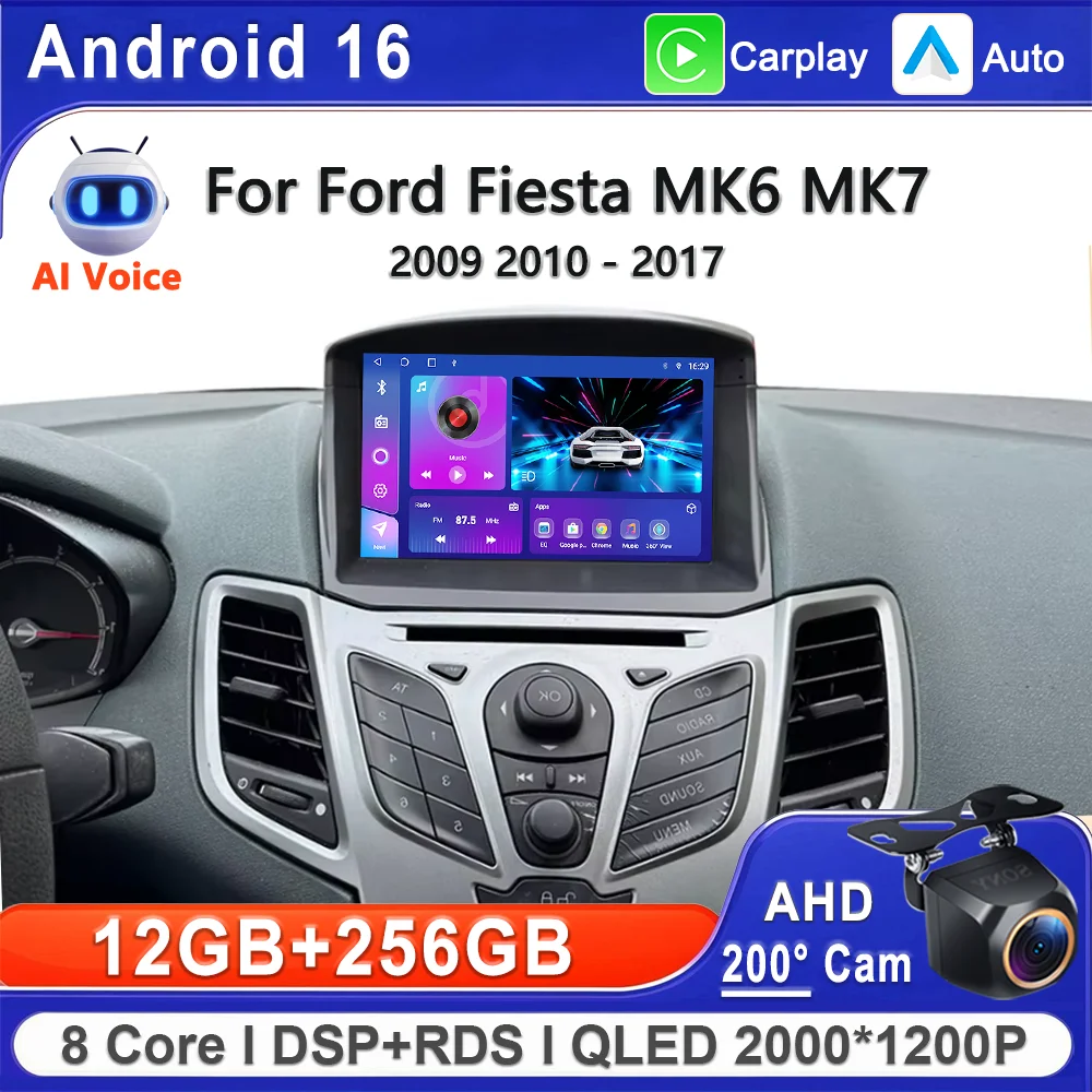

Автомагнитола для Ford Fiesta MK6 MK7 2009-2017 с Android Auto, CarPlay, мультимедийным плеером, GPS, DSP и Bluetooth