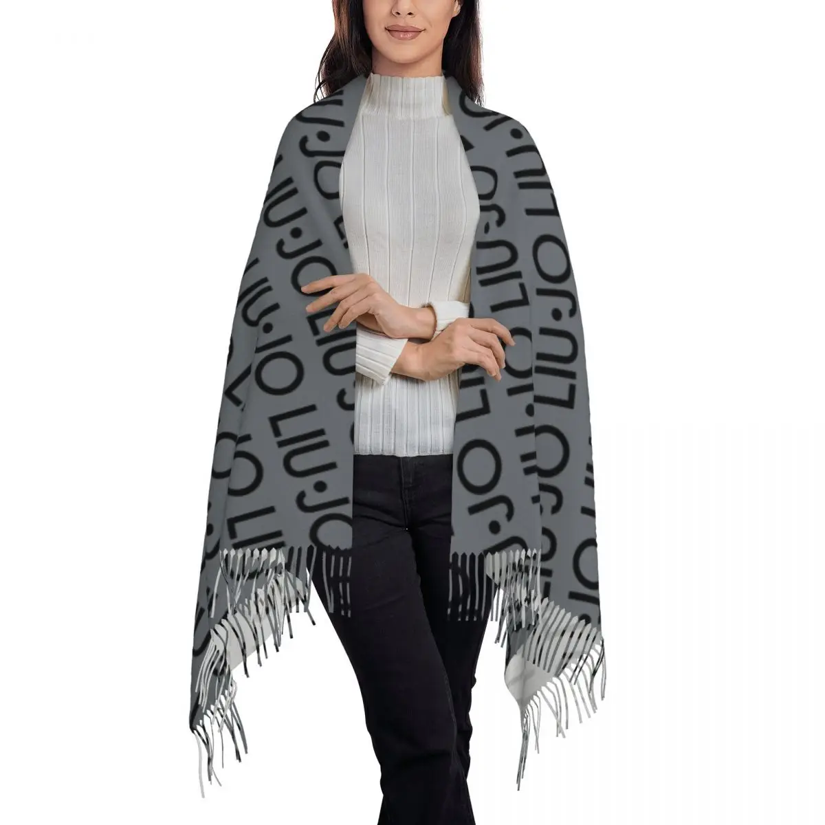 Liu Jo Scarf for Womens Winter Warm Pashmina Shawl Wrap Luxury Long Scarves with Tassel for Evening Dress