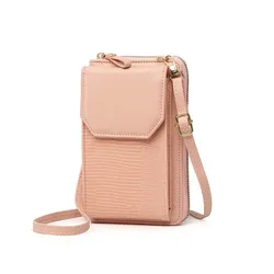 Cross border Supply 2024 New Women's Phone Bag Vertical Zipper Wallet Snake Pattern Versatile Korean Slant Straddle Shoulder Bag