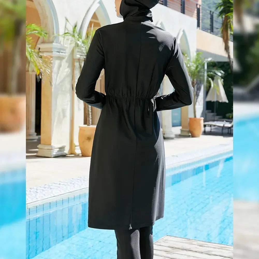 

2025 Burkini Muslim Swimwear Swimsuit 3pcs Modest Women Hijab Islamic Full Cover Long Sleeve Tops Pant Bathing Swim Wear Costume