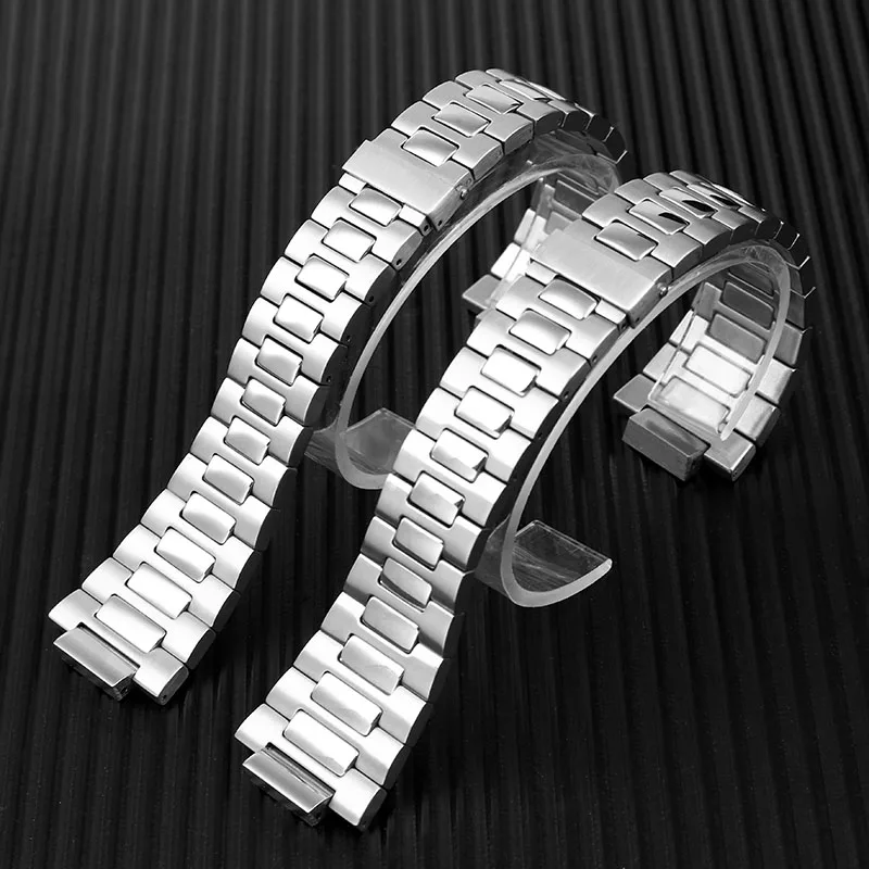 Stainless Steel Watch Strap  Bracelet Silver Metal Watchband with Folding Clasp For Patek Philippe Nautilus 5711 /1A010  25*13mm