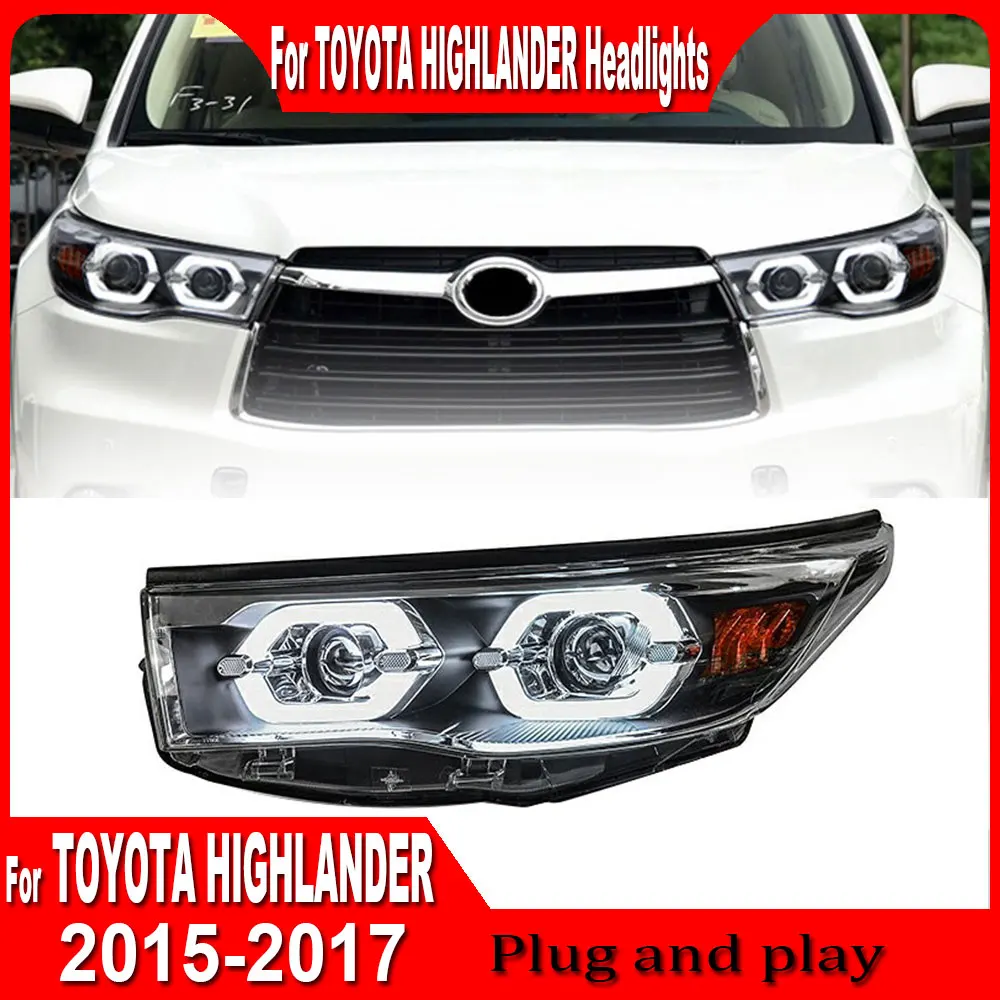 

LED Headlights for TOYOTA Highlander 2015 2016 2017 HeadLight Angel Eye LED DRL Bi-xenon Lens Front Signal Lamp Car Assembly