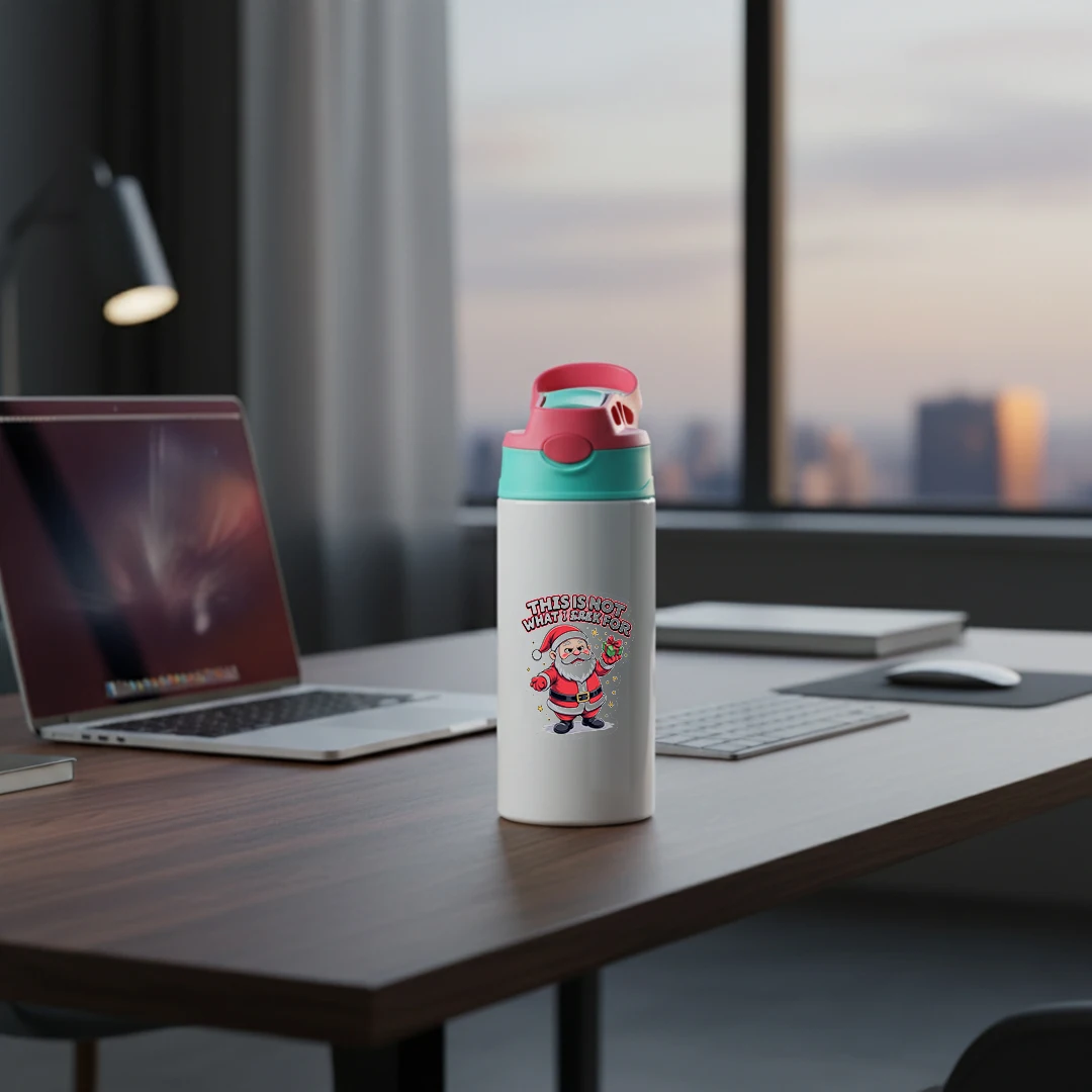 Tasse thermique en acier inoxydable 304 + tasse en paille de père noël de dessin animé + bouteille d'eau portable pour enfants-cadeau de noël essentiel