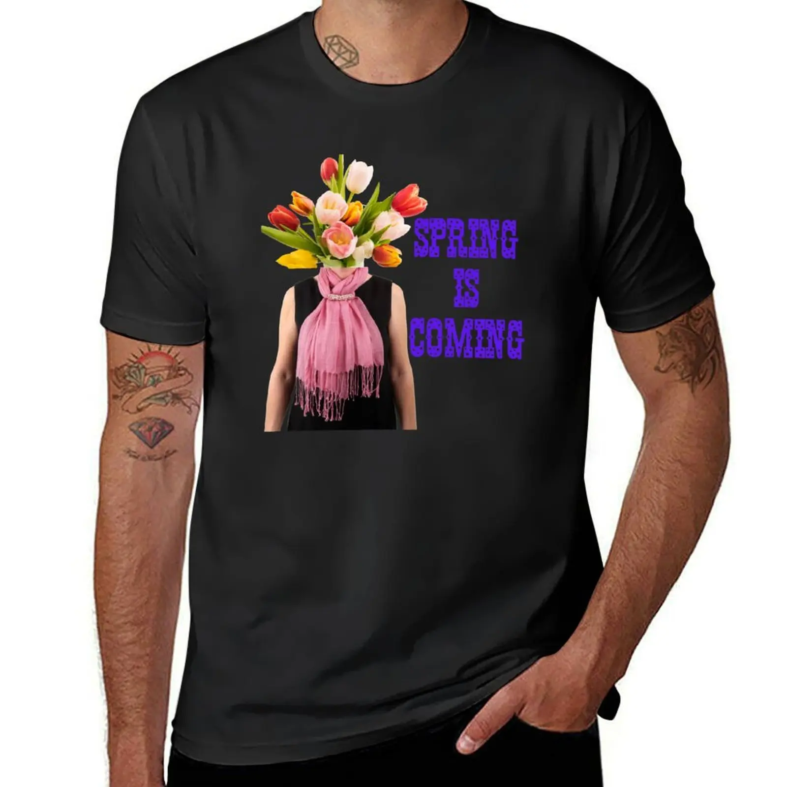 

spring is coming T-Shirt Aesthetic clothing customs cute clothes Men's cotton t-shirt