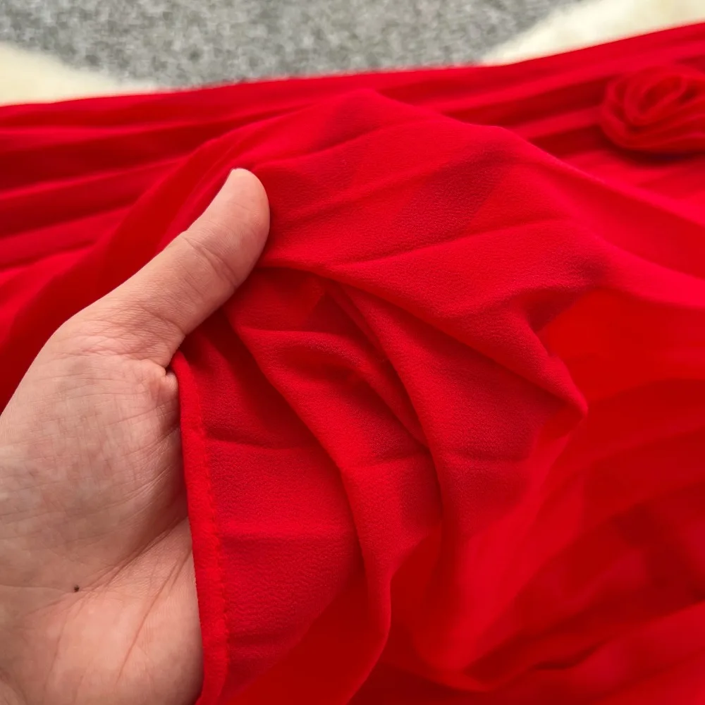 Abito estivo sottile gotico da donna, festa di compleanno, moda tridimensionale in chiffon plissettato dolce sexy