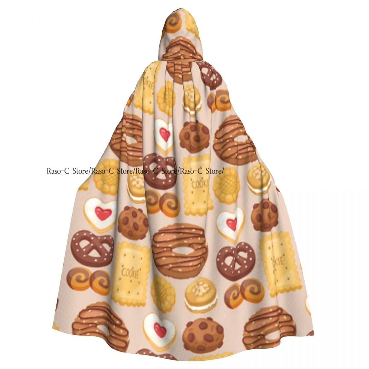 Long Cape Cloak Cookie Cakes Sweet Homemade Breakfast Bake Food Hooded Cloak Coat Autumn Hoodies