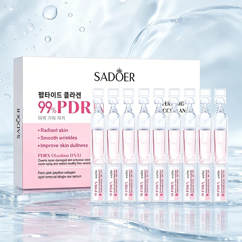 Esencia de Colágeno con Péptidos Rosados PSRN 1.5mlx10pcs, Suero Hidratante e Iluminador de un Solo Uso, Suero Portátil con Salmón para una Piel Suave y Radiante