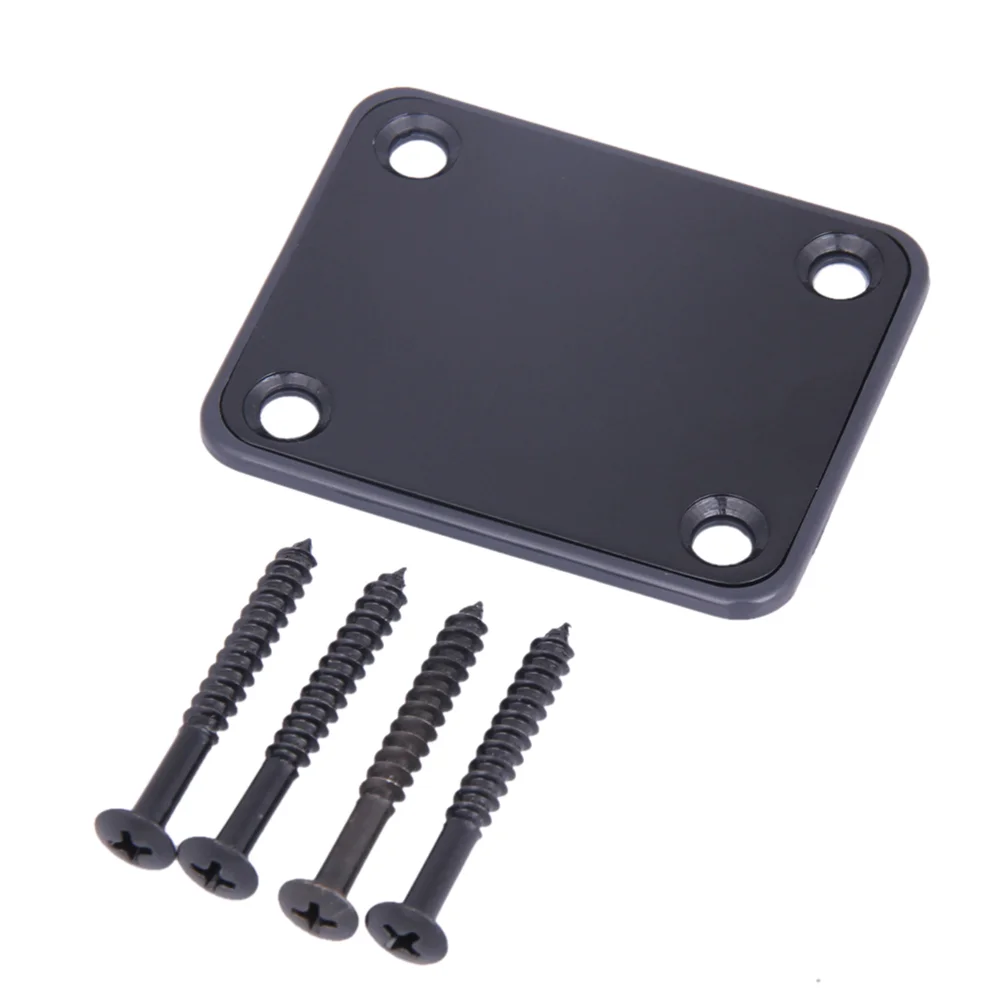 

Electric Guitar Neck Plate with Screws for Guitar Precision Replacement (Chrome Color) Guitar Neck Plate Black