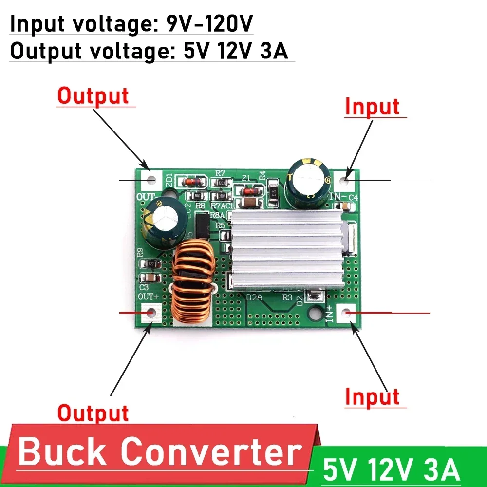 30W DC-DC Buck Converter 9-120V 96V 84V 72V 60V 48V 36V 24V to 12V 5V 3A CC CV Step down voltage Regulated Power Supply Module