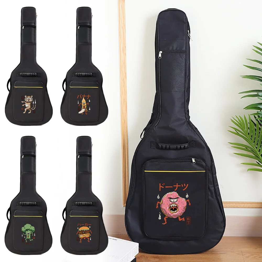 

New 36/38/41 Inch Instrument Guitar Backpack Black Guitar Bag Storage Perfect for Travel Acoustic Guitar Neutral Printed Pattern
