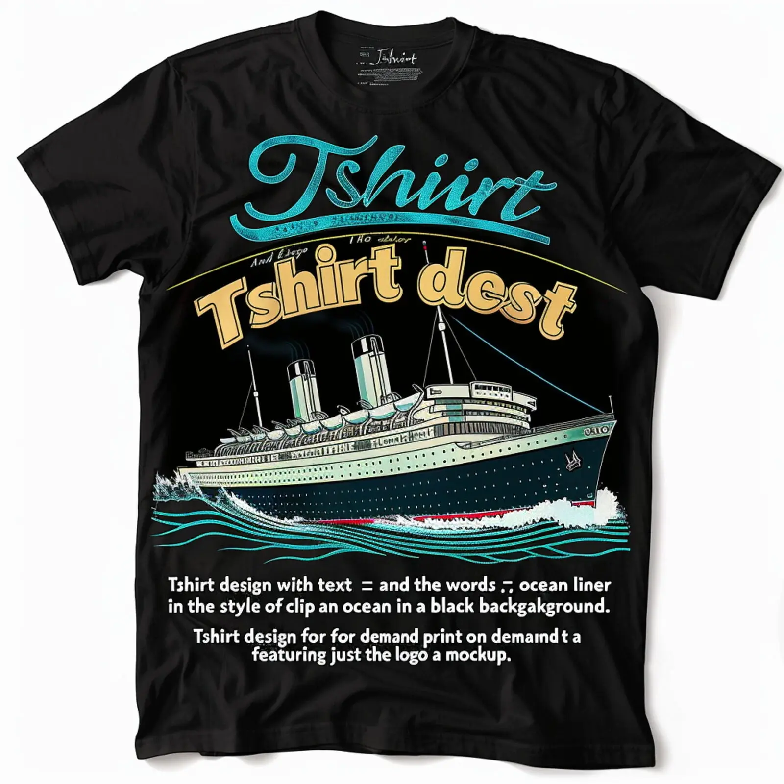 I Love It: We Love To Cruise Together Ocean Liner Clip Design on Black T Shirt