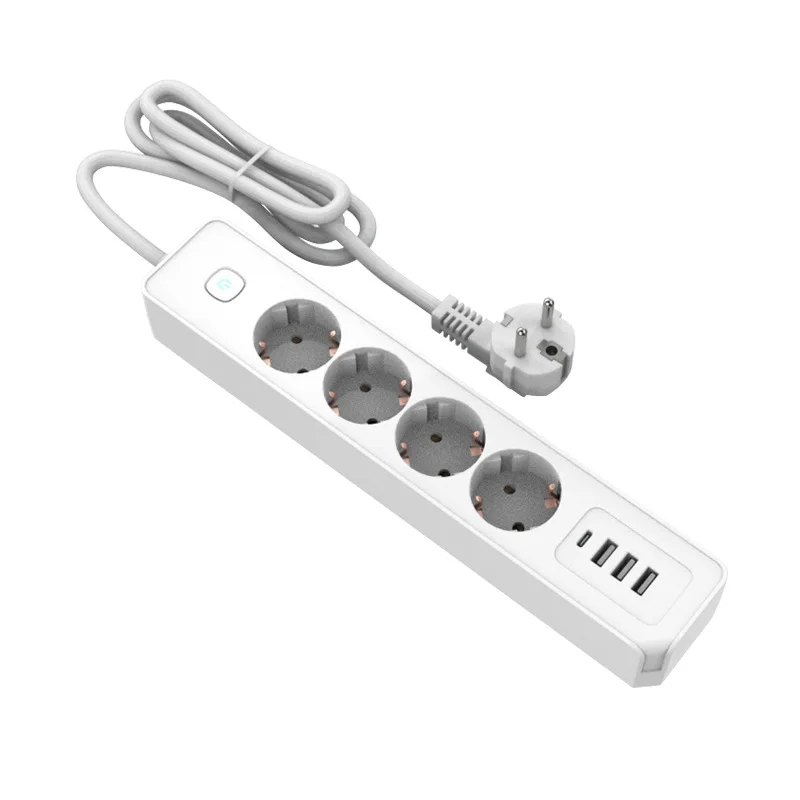 

EU 3AC Plug Outlet Power Strip With 1.4m Extension Cord USB Type C Ports Electrical Sockets Surge Protector Charging Adapter