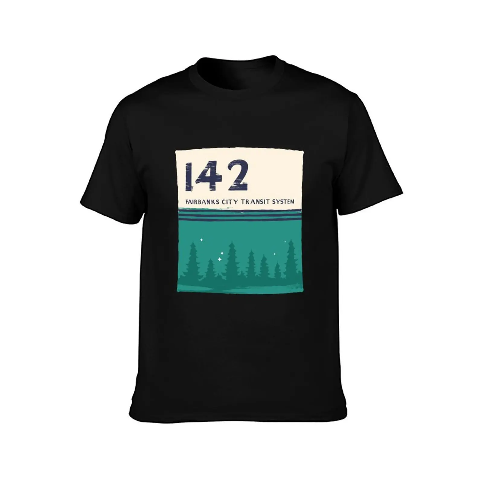 Fairbanks city transit system Magic Bus 142 Type Design T-Shirt Basic Short Sleeve Cotton Blend T-Shirt