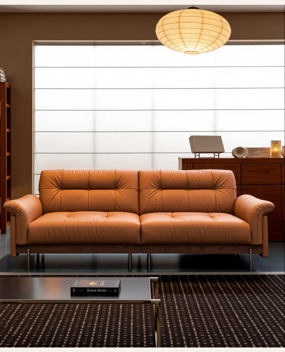 Yjq. streamer sofa medieval retro living room home leather one-character straight row first layer cowhide