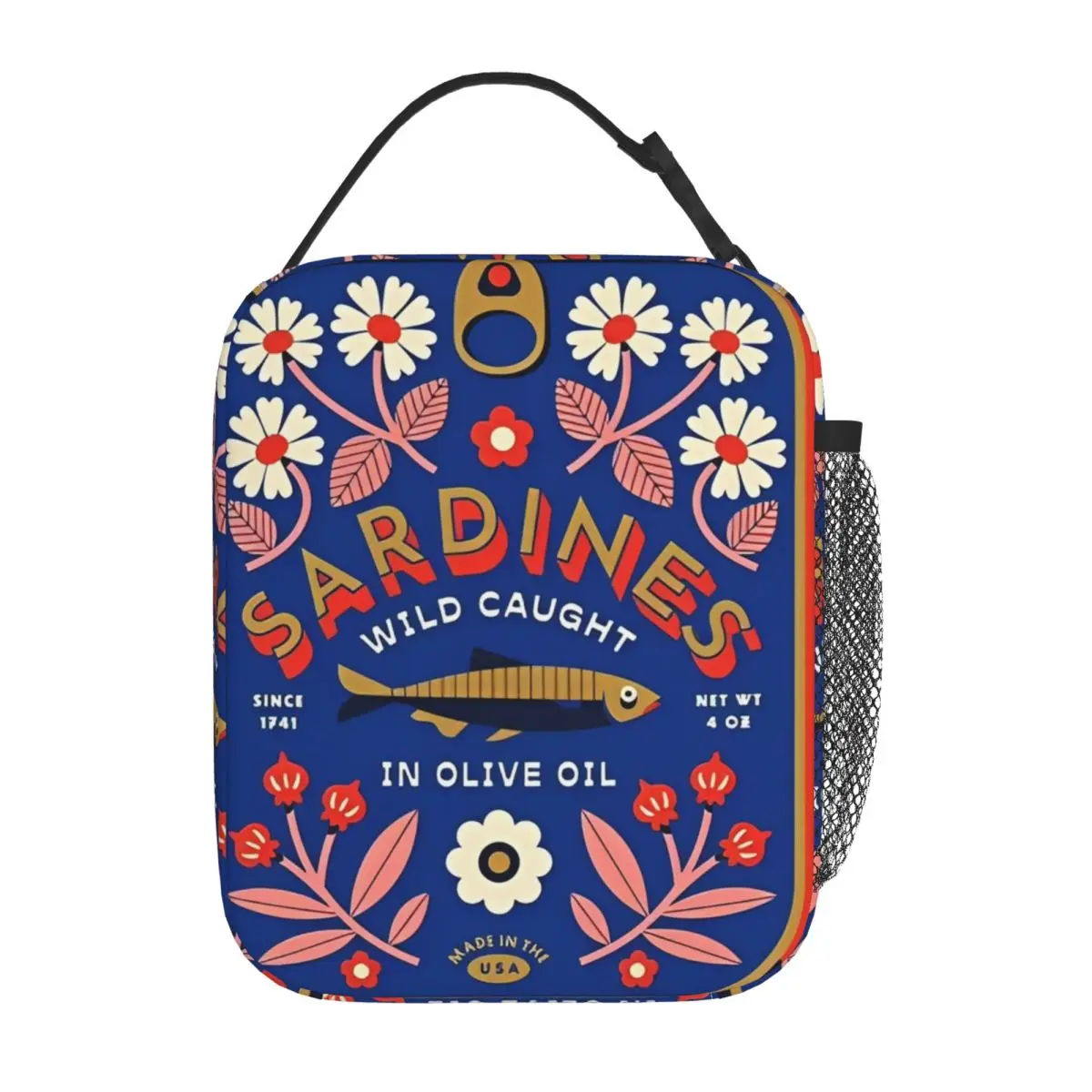 Les Sardines Coastal Fisherman Aesthetic Insulated Lunch Bags Cooler Bag Lunch Container Tote Lunch Box Food Handbags Picnic