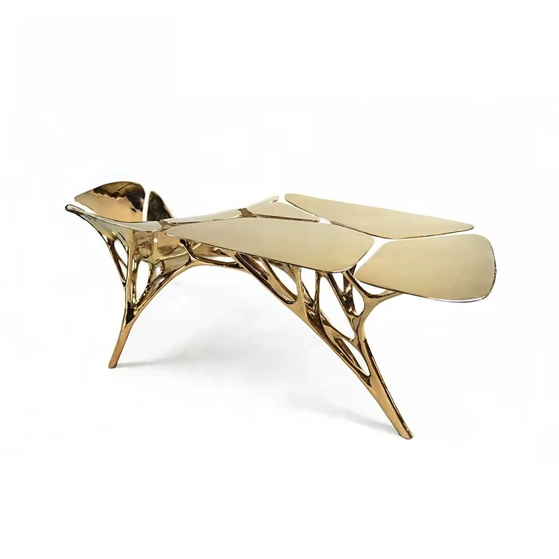 Lotus console desk lamp luxury pure copper special-shaped decorative coffee table villa outdoor balcony tables and chairs