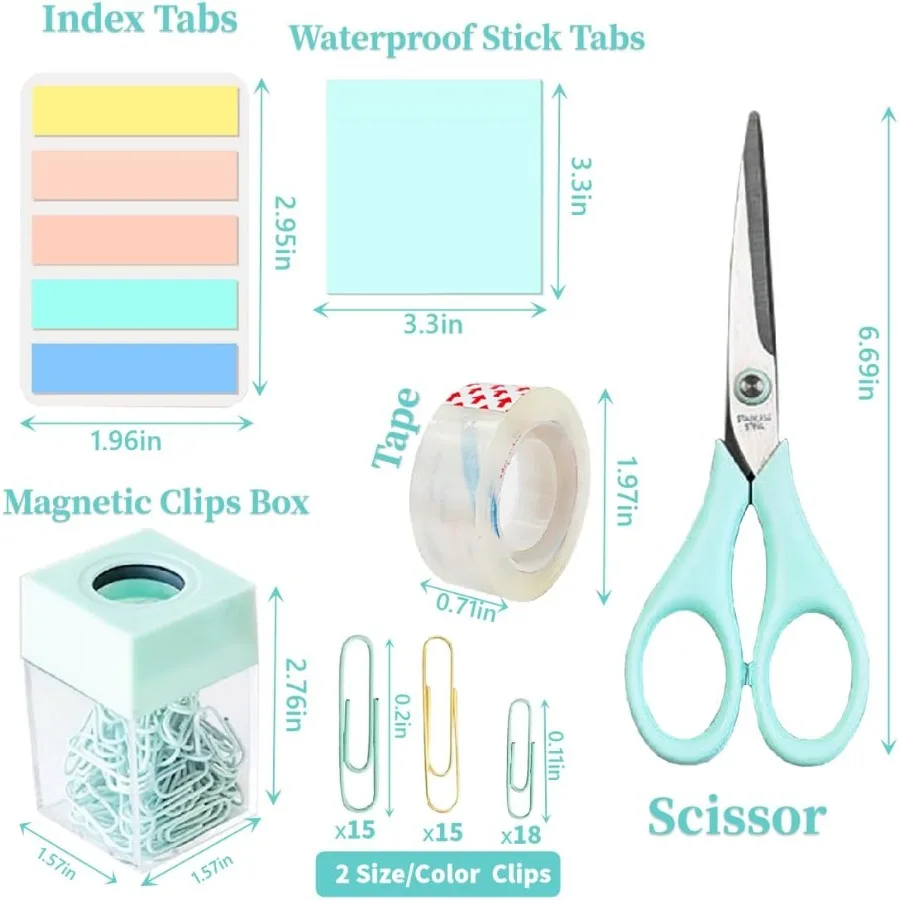 Perlengkapan Kantor Teal Perlengkapan dan Aksesori Kantor Teal Stapler Hijau Mint dan Set Dispenser Pita untuk Meja Kantor Hijau Wanita