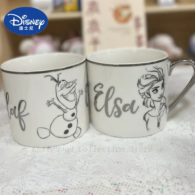 Kawaii Disney Frozen Olaf Elsa Princess Action Figure Toy Cartoon Elsa Ceramic Mug Anime Olaf Cup Birthday Gifts For Kids Girls