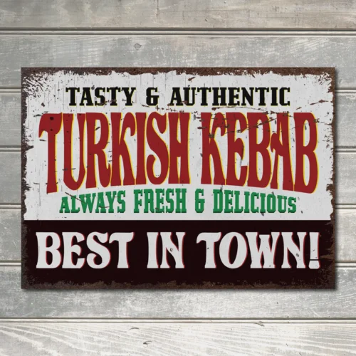 Turkish Kebab Tasty Food Sign Man Cave Garage Bar Pub Shed Decor Metal Plaque