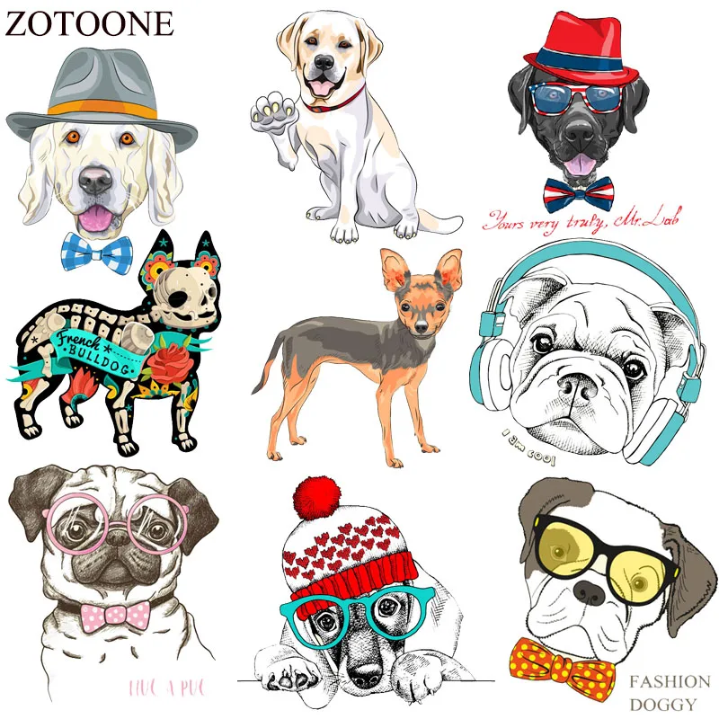 ZOTOONE Cute Dog Iron On Animals Patches For Kid Clothes DIY T-shirt Applique Heat Transfer Cheap Cartoon Clothes Stickers E