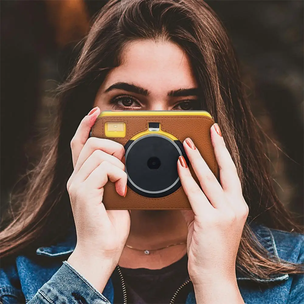 

PU Leather Instant Camera Case Shockproof Solid Color Protective Cover Anti Scratch Portable for Kodak Mini Shot 3 Retro C300R