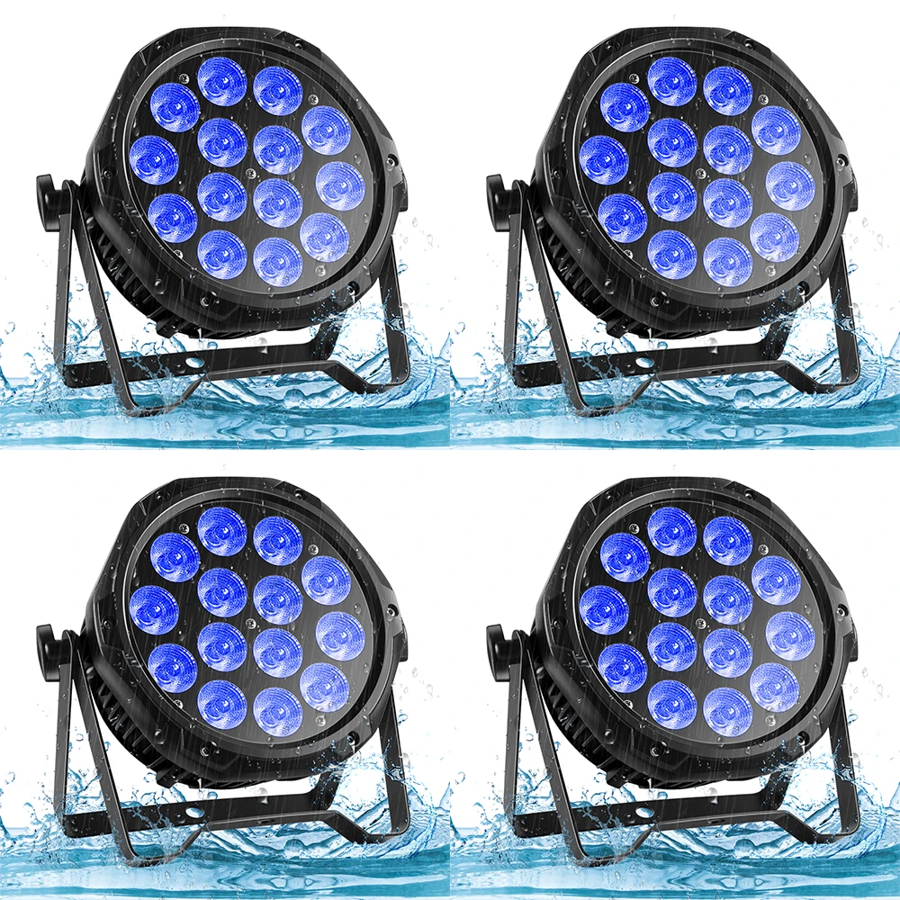 

U'King 4PCS 14 LED Par Light 14x10W DJ Party Lights IP65 Waterproof LED RGBW DMX512 Effect Stage Lighting for Disco Club Wedding